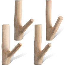 Real Natural Wood Wall Mounted Coat Rack, Farmhouse Rustic Decorative, Easy Install Expansion Screws, Stable Item Securing for Hat Coat, Vintage Style