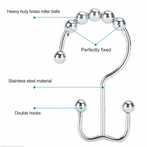 Innovative Shower Curtain Hooks, Satin Nickel Double Glide Hooks with NeverRust Technology, 12-Pack Bathroom Essentials 1