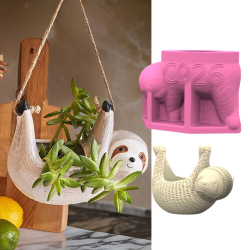 Multipurpose Silicone Pots Mold Sloths Shape for Handcrafted 1
