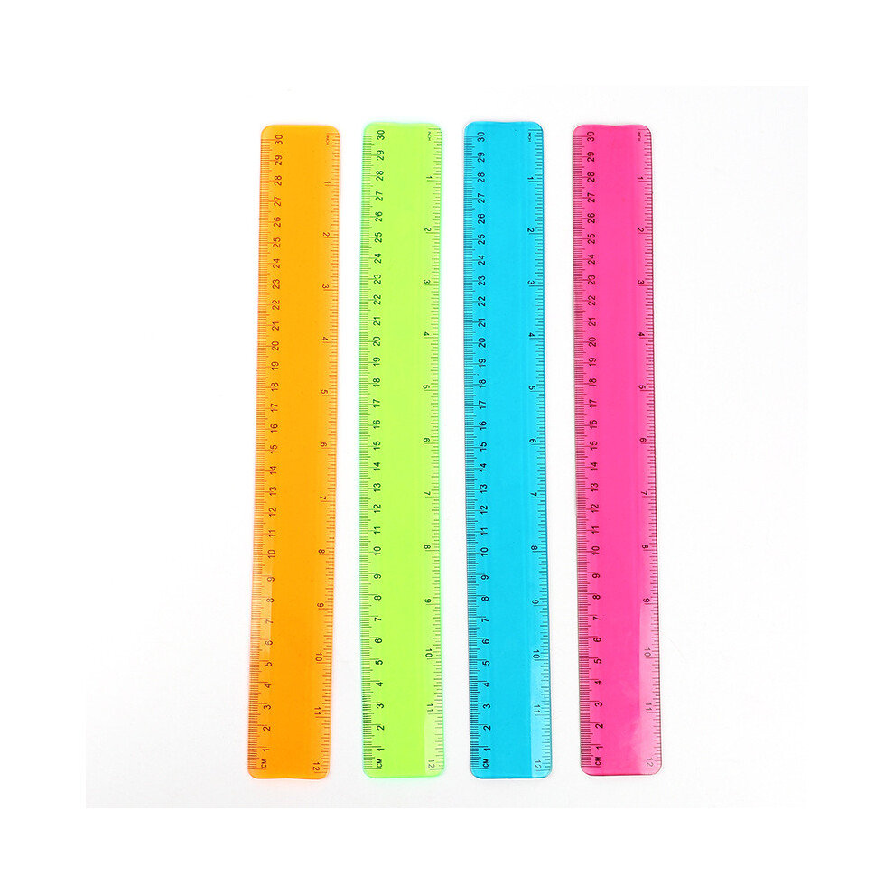Brightly Colored Straight Ruler Set, Clear Plastic Measuring Tools For Precise Centimeter And Inch Measurements, Durable And Sturdy For Artists, 9004841522227