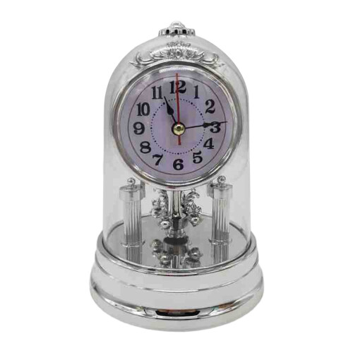Retro-Schreibtischuhr, leiser Tischwecker mit-Silber