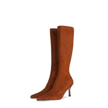 (US8=UK6=EUR 39)Womens Mid Calf Boots Pointy Toe High Heel Stiletto Pull On Party Shoes 34-45 L