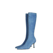 (US10=UK8=EUR 42)Womens Mid Calf Boots Pointy Toe High Heel Stiletto Pull On Party Shoes 34-45 L