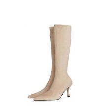 (US8=UK6=EUR 39)Womens Mid Calf Boots Pointy Toe High Heel Stiletto Pull On Party Shoes 34-45 L