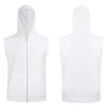 (XXL)Mens Hooded Tank Vest Sleeveless Zip Hoddies Workout Sports Pullover Top Shirts