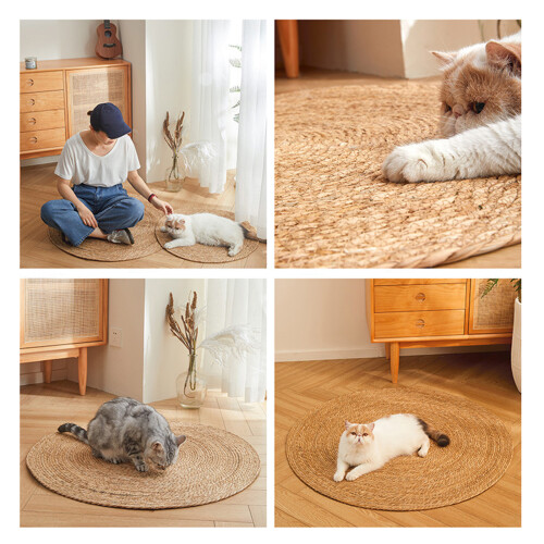 Practical Straw Pad Straw Braided Area Rug for Office-100cm 1