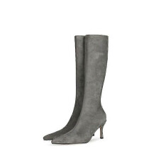 (US4.5=UK2.5=EUR 35)Womens Mid Calf Boots Pointy Toe High Heel Stiletto Pull On Party Shoes 34-45 L