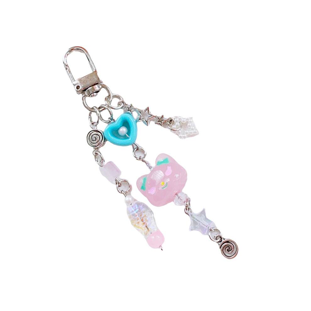 Heart Phone Charm Set Phone Lanyard Strings- Keychain Pink 7732000746413