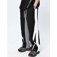 (XXL)Men's Letter Patchwork Side Stripe Drawstring Waist Pants, Casual Loose Pocket Trousers for Daily Wear, Fashion Men's Bottoms for All Season