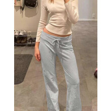 (S) Women's Solid Drawstring Foldover Waist Straight Leg Pants, Pants for Women, Fashion Casual Drop Waist Trousers For Daily Outdoor Wear, Wome