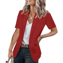 (M)Women's Short Sleeve Longline Blazer Suit Slim Ladies Coat Formal Jacket Slim