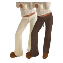 (M)Women's Solid Drawstring Foldover Waist Straight Leg Pants, Pants for Women, Fashion Casual Drop Waist Trousers For Daily Outdoor Wear, Wome
