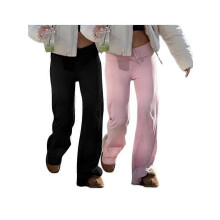 (L)Women's Solid Drawstring Foldover Waist Straight Leg Pants, Pants for Women, Fashion Casual Drop Waist Trousers For Daily Outdoor Wear, Wome