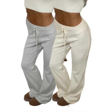 (M)Women's Solid Drawstring Foldover Waist Straight Leg Pants, Pants for Women, Fashion Casual Drop Waist Trousers For Daily Outdoor Wear, Wome