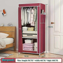 (Burgundy) Non-Woven Fabric Wardrobe Household Assembly Clothing Cabinet Multi-Layer Dustproof Wardrobe Minimalist Clothing Storage Cabinet