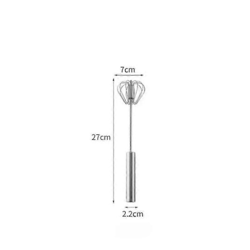 (S) Stainless Steel Semi-Automatic Hand Whisk - 3-Loop Design for Efficient Mixing, Baking & Milk Foam