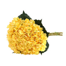 Kunstige blomster, Hortensia-Gelb hortensiaer til brudebuketter, Plastikblomsterarrangementer med højsimuleret silke, Borddekorationer til