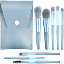 Vielseitiges Pinselset für das komplette Gesichts-Make-up, 8 Mini-Kosmetikpinsel mit PU-Etui, handliches Reiseformat, robuster Griff mit Verstärkung