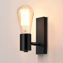Rustykalne kinkiety ścienne, matowoczarny klosz z przezroczystego szkła, lampa łazienkowa do łazienki, metalowa lampa przemysłowa do