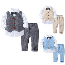 (12-18 Months) 3Pcs Toddle Boys Gentleman Outfit Bow Tie + Tuxedo Vest + Pants Party Suit