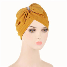 (01#Ginger)Muslim Women Hijab Chemo Cap Turban Hat Headwrap Scarf Bonnet Hair Loss Beanies