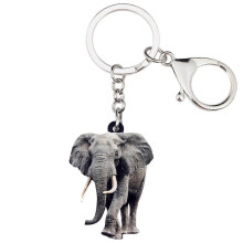 Acrylic Gray Africa Elephant Keychains Car Key Ring Gifts Jewelry Purse Charms