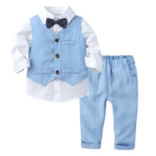 (9-12 Months) 3Pcs Toddle Boys Gentleman Outfit Bow Tie + Tuxedo Vest + Pants Party Suit