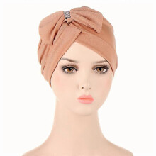 (03# Khaki)Muslim Women Hijab Chemo Cap Turban Hat Headwrap Scarf Bonnet Hair Loss Beanies