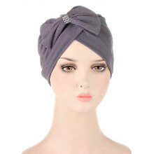 (08# Grey)Muslim Women Hijab Chemo Cap Turban Hat Headwrap Scarf Bonnet Hair Loss Beanies