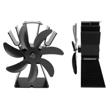 7 Blades Heat Powered Stove Fan Aluminum Alloy Silent Fireplace Black