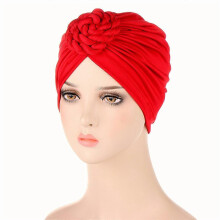 (EEC096#07Red)Women Chemo Cap Muslim Hijab Turban Hair Loss Beanies Bonnet Hat Head Scarf Wrap