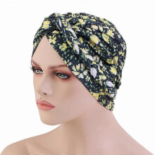 (EEB050#08Black)Women Chemo Cap Muslim Hijab Turban Hair Loss Beanies Bonnet Hat Head Scarf Wrap