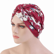 (EEB050#07WineRed)Women Chemo Cap Muslim Hijab Turban Hair Loss Beanies Bonnet Hat Head Scarf Wrap