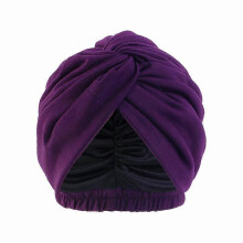 (EEB046#08DarkPurple)Women Chemo Cap Muslim Hijab Turban Hair Loss Beanies Bonnet Hat Head Scarf Wrap