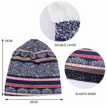 (EEB069#03Navy)Women Chemo Cap Muslim Hijab Turban Hair Loss Beanies Bonnet Hat Head Scarf Wrap