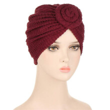 (EED031#05WineRed)Women Chemo Cap Muslim Hijab Turban Hair Loss Beanies Bonnet Hat Head Scarf Wrap
