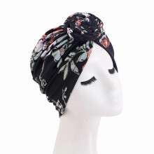 (EEA005#04Black)Women Chemo Cap Muslim Hijab Turban Hair Loss Beanies Bonnet Hat Head Scarf Wrap