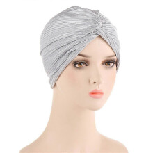 (EEC024#05Silver)Women Chemo Cap Muslim Hijab Turban Hair Loss Beanies Bonnet Hat Head Scarf Wrap