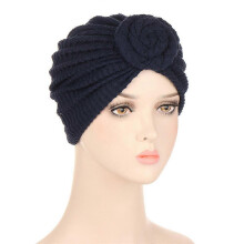 (EED031#07Navy)Women Chemo Cap Muslim Hijab Turban Hair Loss Beanies Bonnet Hat Head Scarf Wrap
