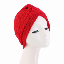 (EED075#03Red)Women Chemo Cap Muslim Hijab Turban Hair Loss Beanies Bonnet Hat Head Scarf Wrap