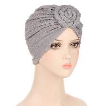 (EED031#06Gray)Women Chemo Cap Muslim Hijab Turban Hair Loss Beanies Bonnet Hat Head Scarf Wrap