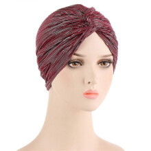 (EEC024#04WineRed)Women Chemo Cap Muslim Hijab Turban Hair Loss Beanies Bonnet Hat Head Scarf Wrap