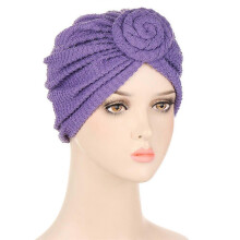 (EED031#01Purple)Women Chemo Cap Muslim Hijab Turban Hair Loss Beanies Bonnet Hat Head Scarf Wrap