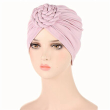 (EEC096#02Pink)Women Chemo Cap Muslim Hijab Turban Hair Loss Beanies Bonnet Hat Head Scarf Wrap