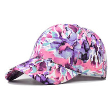 (Purple)Women Colorful Printed Flowers Baseball Caps Tie Dyed Sequin Sun Hats Strapback