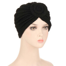 (EED031#03Black)Women Chemo Cap Muslim Hijab Turban Hair Loss Beanies Bonnet Hat Head Scarf Wrap