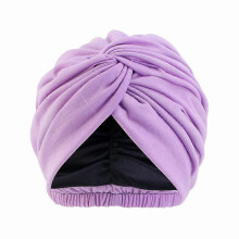 (EEB046#07LightPurple)Women Chemo Cap Muslim Hijab Turban Hair Loss Beanies Bonnet Hat Head Scarf Wrap