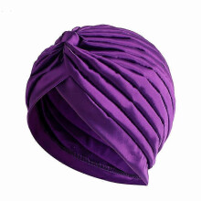 (EYL128#01Purple)Women Chemo Cap Muslim Hijab Turban Hair Loss Beanies Bonnet Hat Head Scarf Wrap
