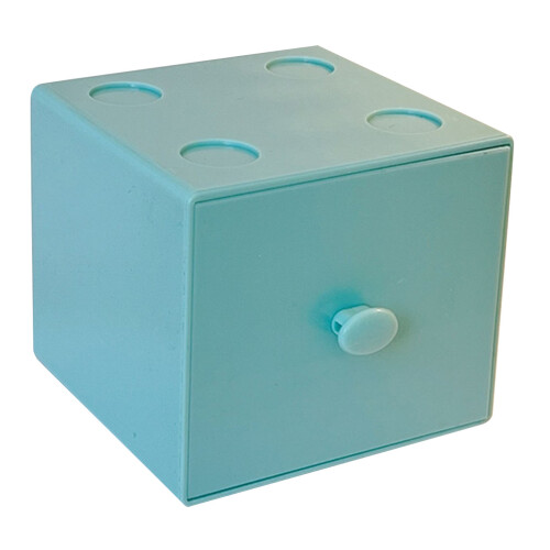 Stackable Plastic Desk Organizer with Drawer, Blue, 9x9.2x8cm 2
