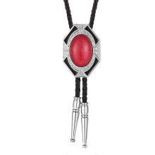 (Red) Bolo Tie for Women Men American Western Cowboy Bolo Tie Vintage Stone Pendant Jewelry Leather Rope Necktie Tie Necklace  Yellow